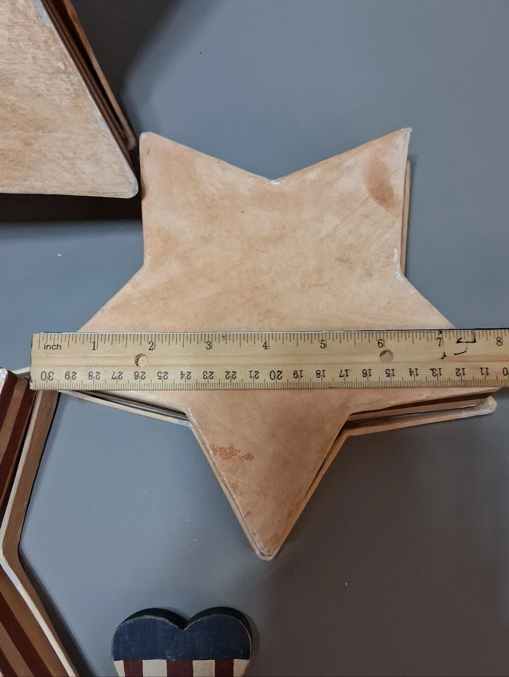 American Flag Nested Wooden Star Trays Patriotic Decor Set of 3